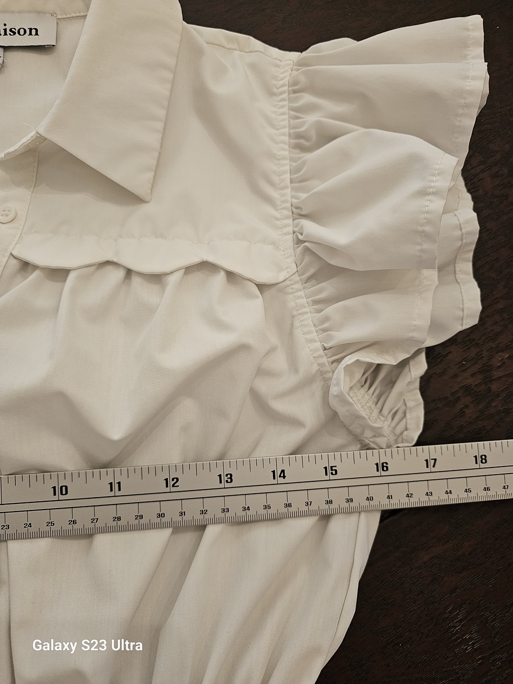 En Saison White Button-Front Ruffle Drawstring Dress - Picture 5 of 5